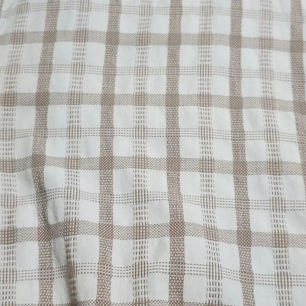 Banana Republic Dress Shirt Mens Size XL XLarge 17‎ 17 1/2 White Brown Check